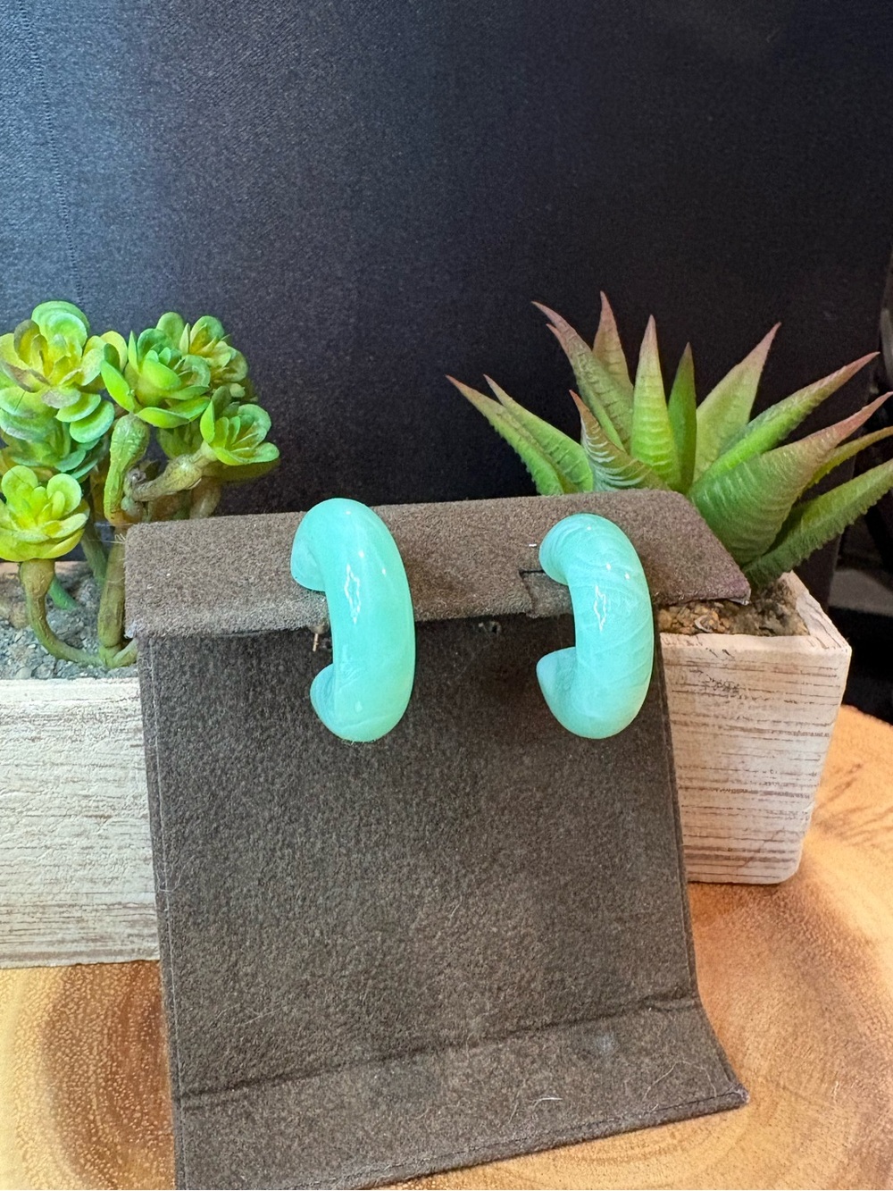 Green Hoop Resin  Earrings 💚🩵